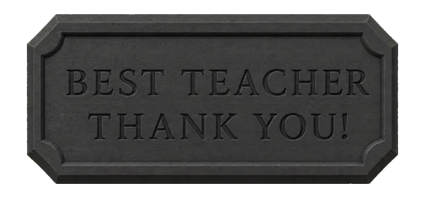 Dark engraved base plaque reading "BEST TEACHER" and "THANK YOU!"
